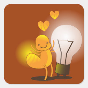Glow Worm! with a light globe super cute! Square Sticker