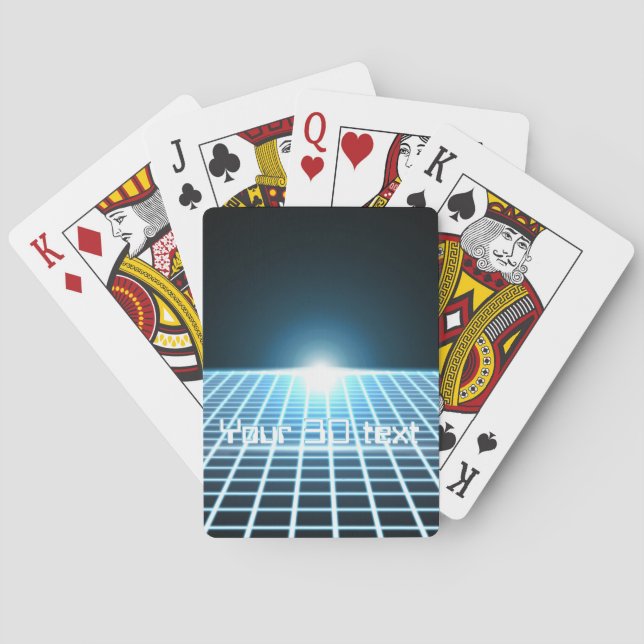 Glowing 3D-Grid with customisable text Playing Cards (Back)
