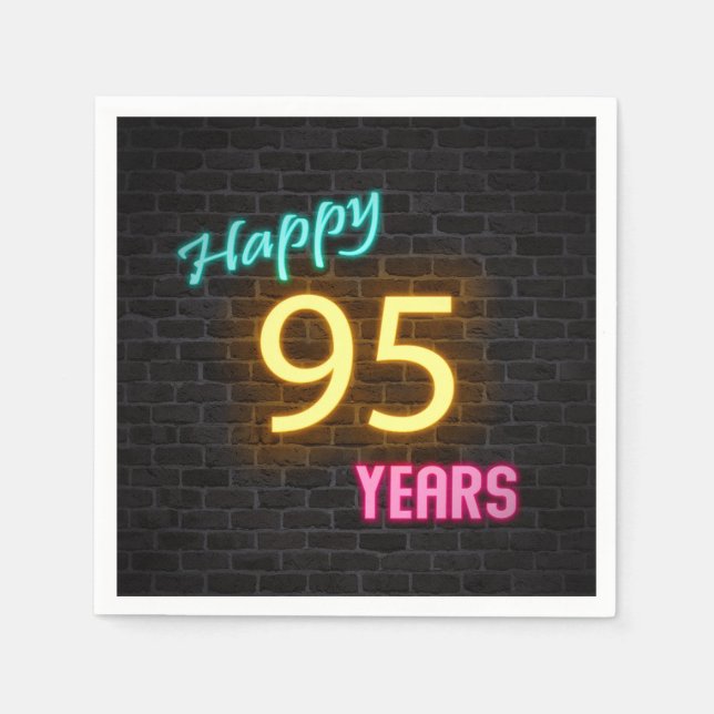 glowing 95 neon sign on brick wall napkin (Front)