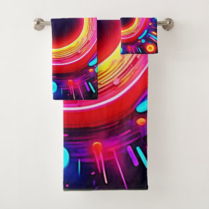 Glowing Abstract Design Bath Towel Set