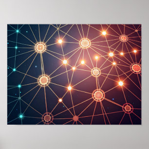 Glowing Abstract Neural Network Poster