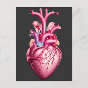 glowing anatomical heart  postcard