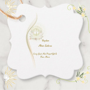 Glowing angels baptism favor tags