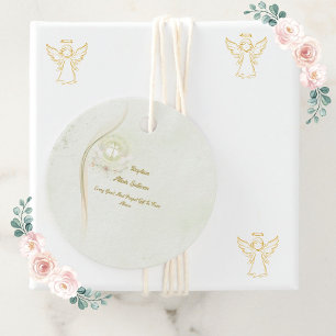 Glowing angels baptism favour tags 