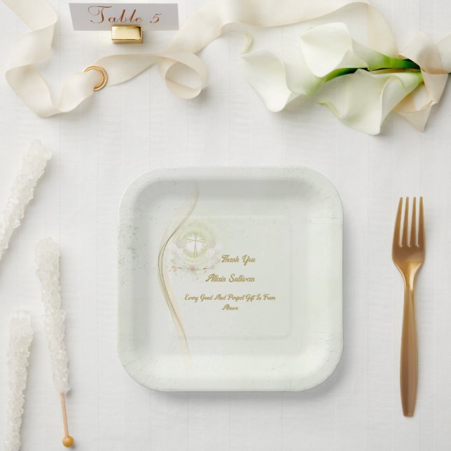 Glowing angels baptism paper plates  (Wedding)