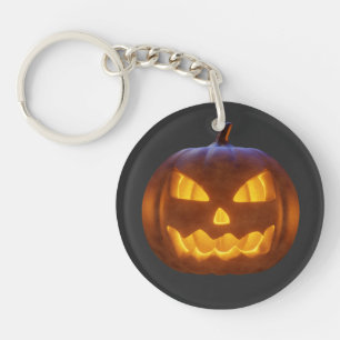 Glowing Angry Halloween Pumpkin Keychain