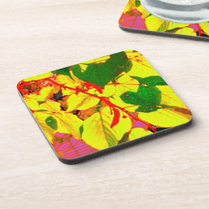 'Glowing Autumn Leaves' Cork Coaster Set