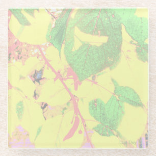 'Glowing Autumn Leaves' Glass Coaster