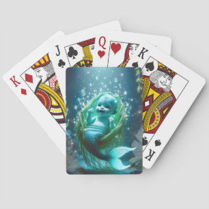 Glowing baby merchild playing cards
