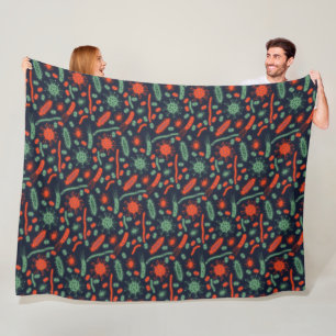 Glowing Bacteria Microorganism green red Fleece Blanket
