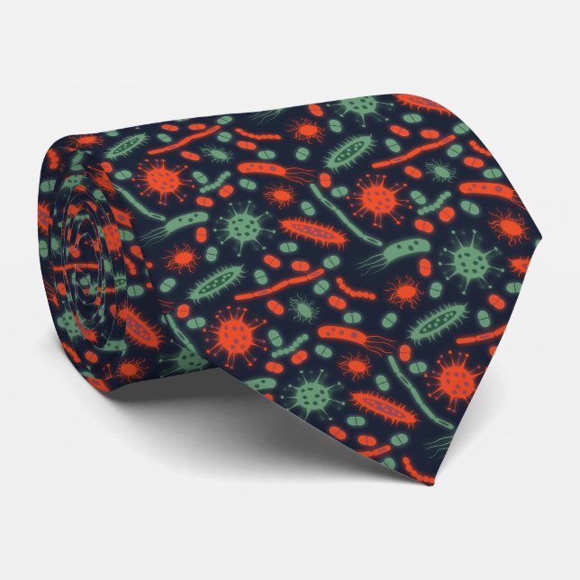 Glowing Bacteria Microorganism green red Tie (Rolled)