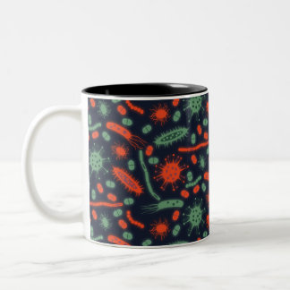 Glowing Bacteria Microorganism green red Two-Tone Coffee Mug