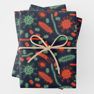 Glowing Bacteria Microorganism green red Wrapping Paper Sheet