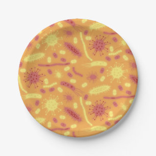 Glowing Bacteria Microorganism orange Paper Plate