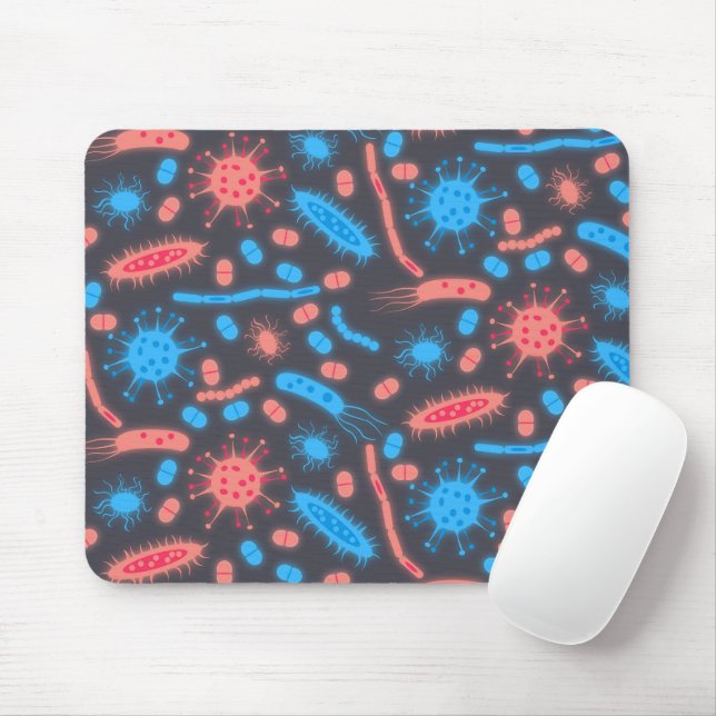 Glowing Bacteria Microorganism pink blue Mouse Mat (With Mouse)
