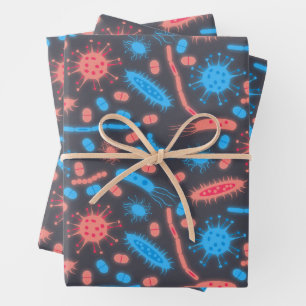 Glowing Bacteria Microorganism pink blue Wrapping Paper Sheet