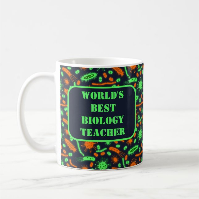 Glowing Bacteria Microorganism toxic orange green Coffee Mug (Left)