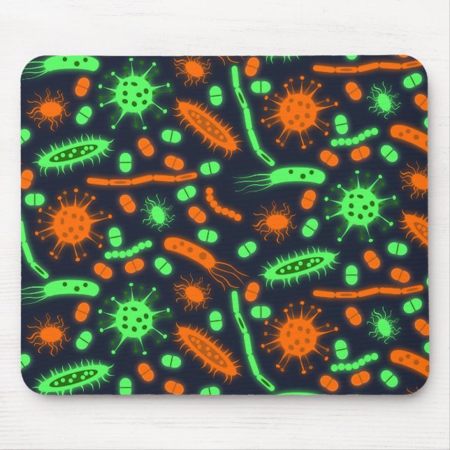Glowing Bacteria Microorganism toxic orange green Mouse Mat (Front)