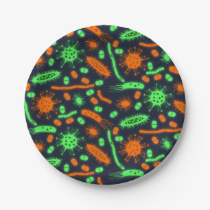 Glowing Bacteria Microorganism toxic orange green Paper Plate