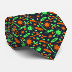 Glowing Bacteria Microorganism toxic orange green Tie