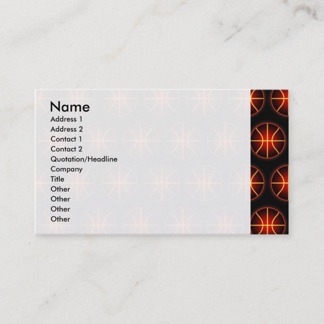 Glowing basketballs pattern business card (Front)