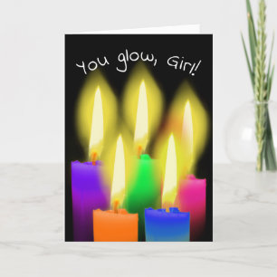 Glowing Birthday Candles On Black Card