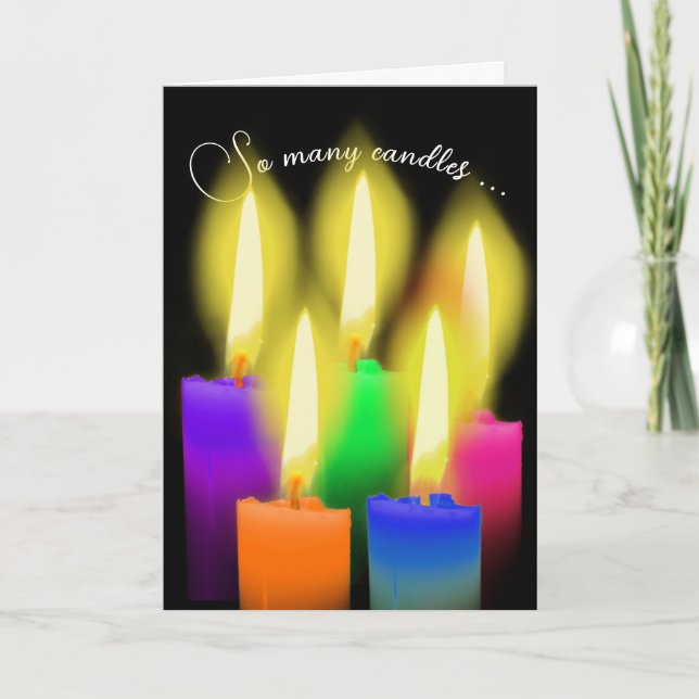 Glowing Birthday Candles On Black Card (Front)
