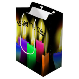 Glowing Birthday Candles On Black Medium Gift Bag