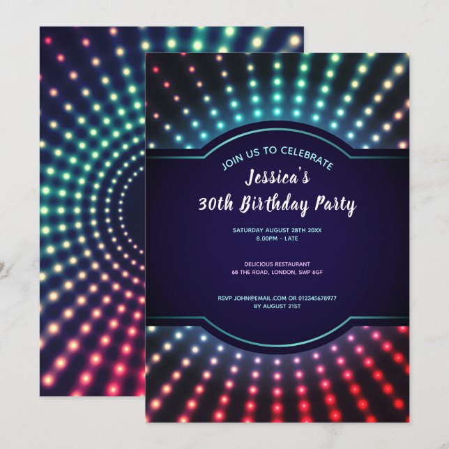 Glowing Birthday Party Invitation (Front/Back)