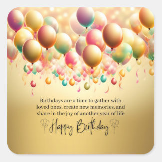 Glowing Birthday Wishes Square Sticker