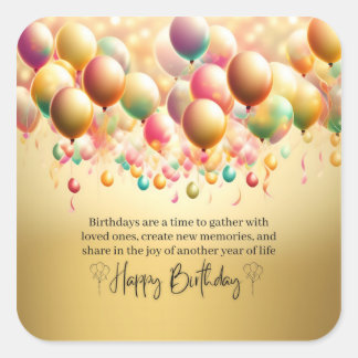 Glowing Birthday Wishes Square Sticker