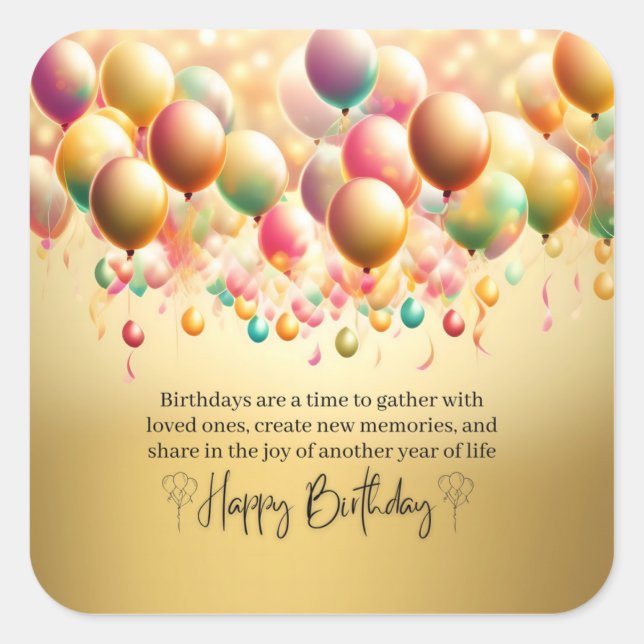 Glowing Birthday Wishes Square Sticker (Front)