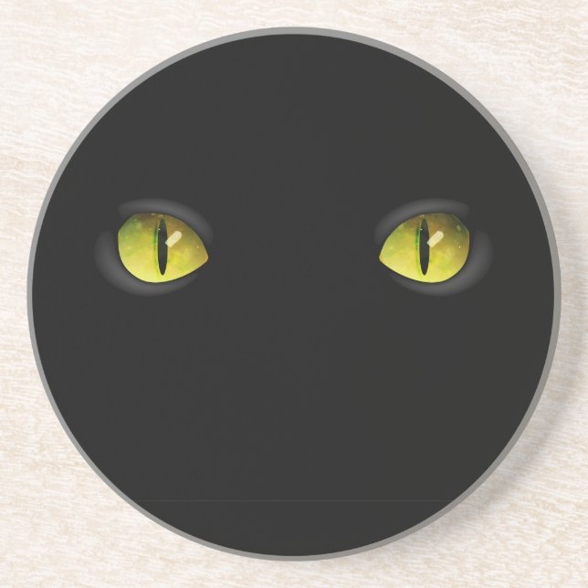 Glowing Black Cat Eyes in the Dark Coaster (Front)