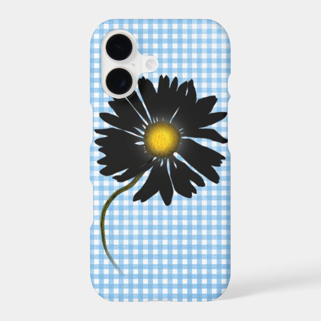 glowing black daisy on gingham (Back)