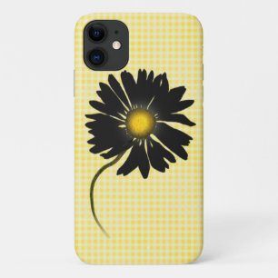 glowing black daisy on gingham iPhone 11 case