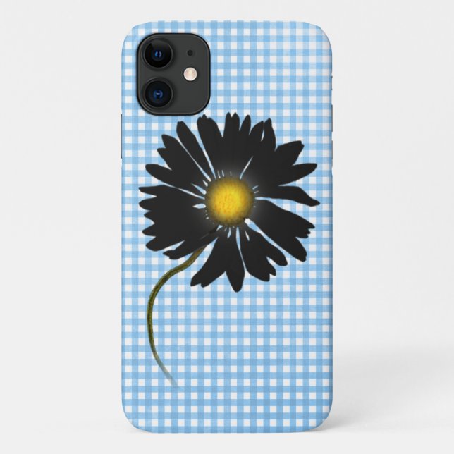 glowing black daisy on gingham Case-Mate iPhone case (Back)