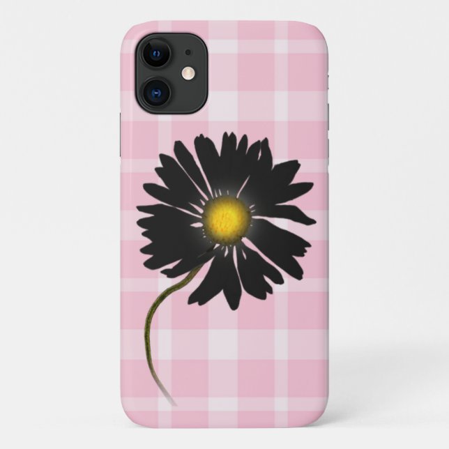 glowing black daisy on plaid Case-Mate iPhone case (Back)