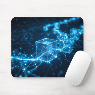 Glowing Blockchain Path Mouse Mat
