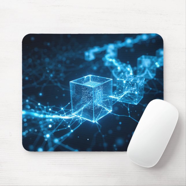 Glowing Blockchain Path Mouse Mat (With Mouse)