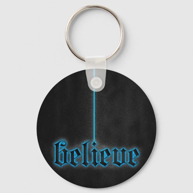 Glowing Blue Believe Key Ring (Front)