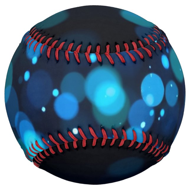 Glowing Blue Bokeh Light Abstract Softball (Front)