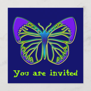 Glowing Blue Butterfly Invitation
