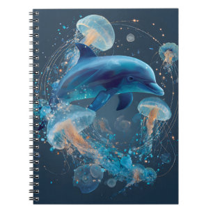 Glowing Blue Dolphin Jellyfish Notebook