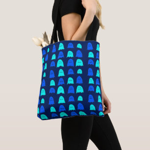 Glowing Blue Halloween Ghosts Tote Bag