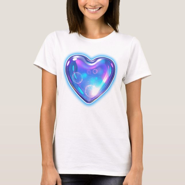 Glowing Blue Heart T-Shirt (Front)