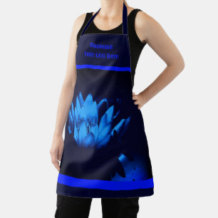 Glowing Blue Lotus Lily Flower Personalised Apron