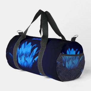 Glowing Blue Lotus Lily Flower Personalised Duffle Bag