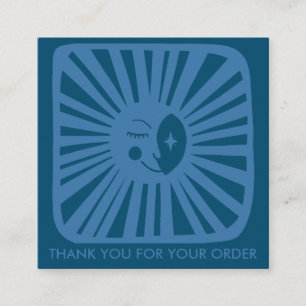 Glowing Blue Moon Charming Boho Order Thank You Square Business Card