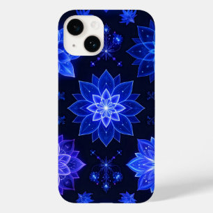 Glowing Blue Purple Floral iPhone Case