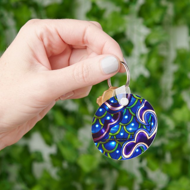 Glowing Blue Scales  Key Ring (Hand)